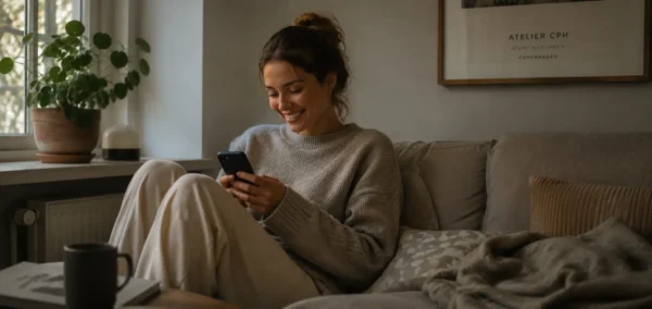 Kvinna använder en kompisapp för att hitta nya vänner